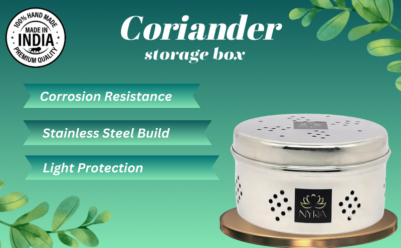 Stainless Steel Coriander Storage Box with Air Ventilation Holes – Storage Container