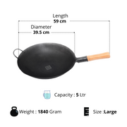 Traditional Loha Kadhai (Iron Wok) with Wooden Handle – Cooking Kadhai