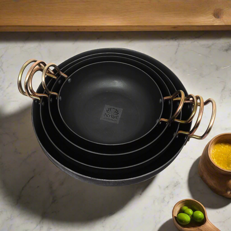 Pure Iron Wok/Deep Kadhai with – Cooking Wok