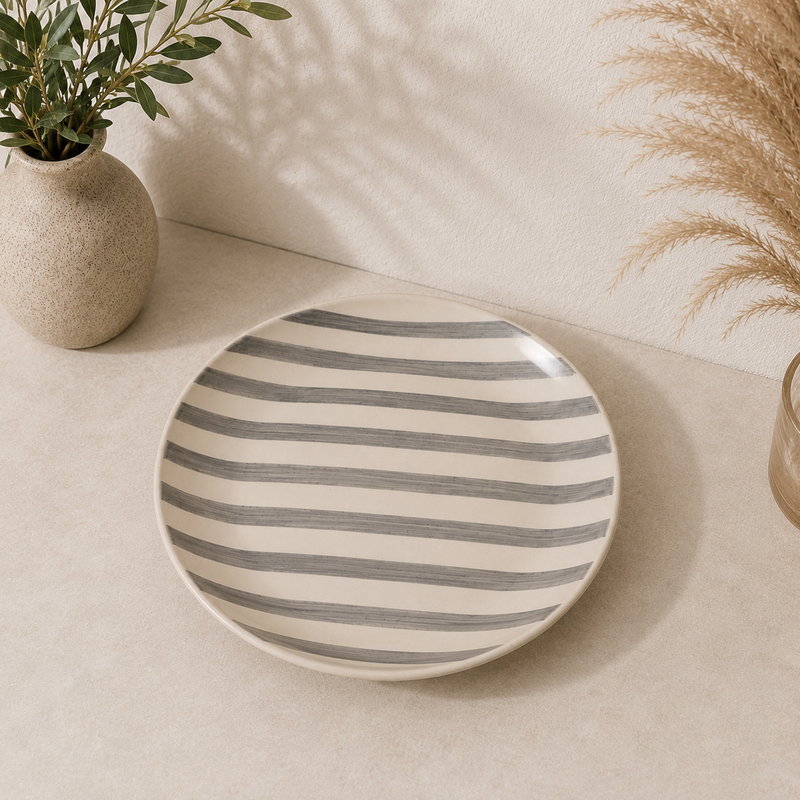 ceramic-kitchen-noir-ivory-stripe-dinner-quarter-plates-collection