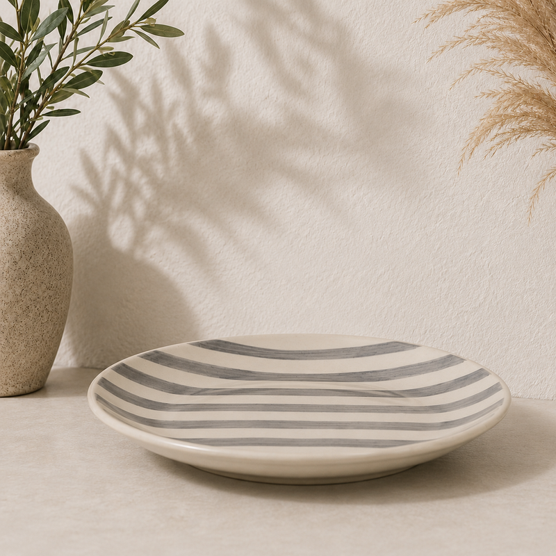 ceramic-kitchen-noir-ivory-stripe-dinner-quarter-plates-collection