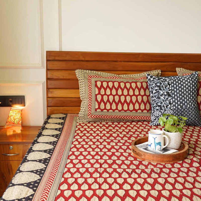 local-kala-kalamkari-red-leaf-flat-i-fitted-bedsheet-90x108-inches