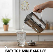 Stainless Steel Laser Printed Jug with Sturdy Handle and Lid