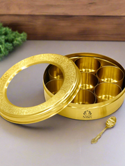 Brass Spice Box with see-through lid – Masala Spice Box