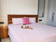 local-kala-pink-penguin-handblock-bedsheet-108x108-inches