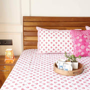 local-kala-pink-bird-handblock-bedsheet-108x108-inches