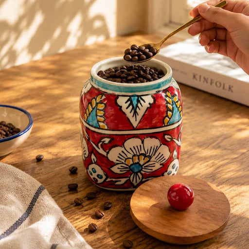 local-kala-hand-painted-ceramic-storage-jars-set-of-2-new