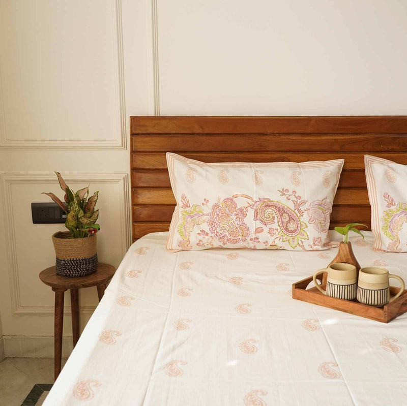 local-kala-jaal-peach-bedsheet-108x108-inches