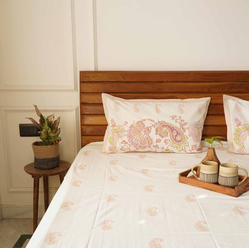 local-kala-jaal-peach-bedsheet-108x108-inches