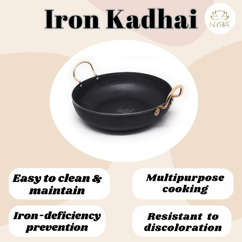 Pure Iron Wok/Deep Kadhai with – Cooking Wok