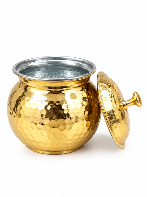nyra-kitchenware-pure-brass-hammered-ghee-pot-with-kalai-tin-coating-lid-spoon-premium-ghee-storage-container