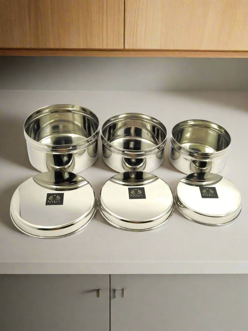 Stainless-Steel Box Round Storage Container (Gol Dibbi/Dabba) – Storage Container