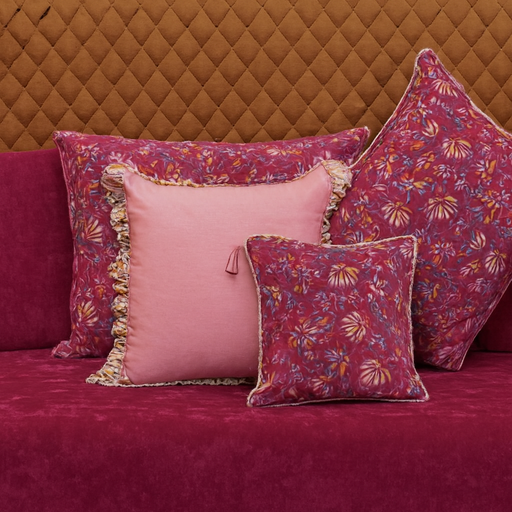 Nurture India Small Purple Floral Cushion Cover