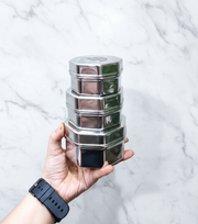 Stainless Steel Square Dibbi Set – Mini Storage Containers