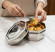 Stainless Steel Square Dibbi Set – Mini Storage Containers