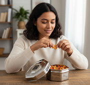 Stainless Steel Square Dibbi Set – Mini Storage Containers