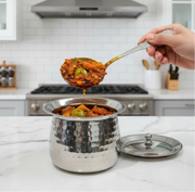 Stainless Steel Hammered Serving Handi with Lid – Copper Serving Handi