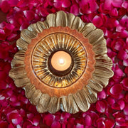 Nurture India Glass Lamp Metal Flower Platter