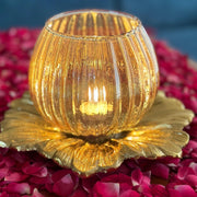 Nurture India Glass Lamp Metal Flower Platter