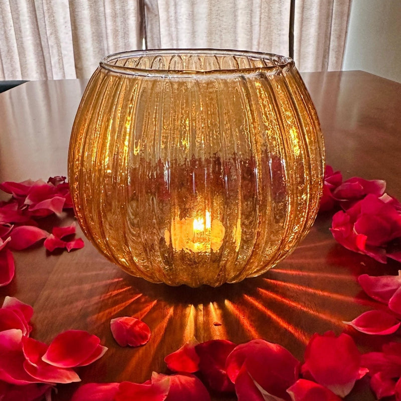 Nurture India Glass Lamp Metal Flower Platter