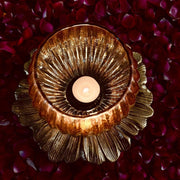Nurture India Glass Lamp Metal Flower Platter