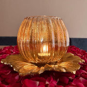 Nurture India Glass Lamp Metal Flower Platter