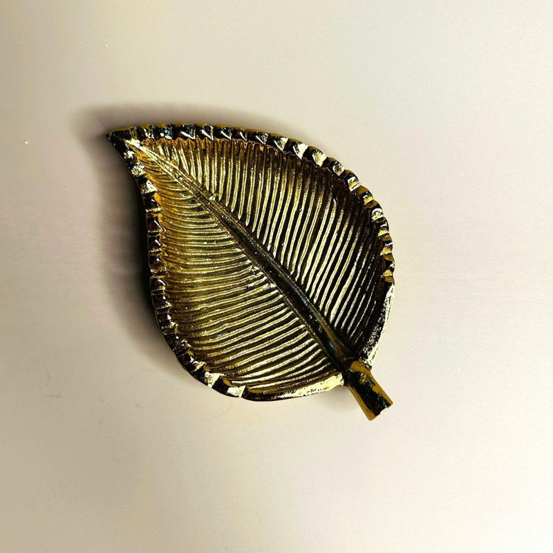 Nurture India Gold Beetle Leaf Inspired Decorative Plate