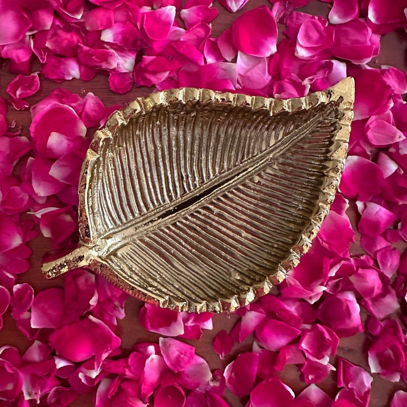 Nurture India Gold Beetle Leaf Inspired Decorative Plate