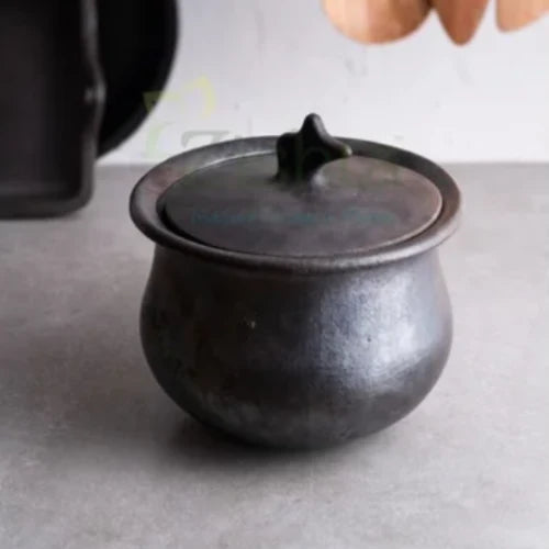 Hamlei: Manipur Black Pottery Gravy Pot â€“ Handmade Clay Cooking Pot