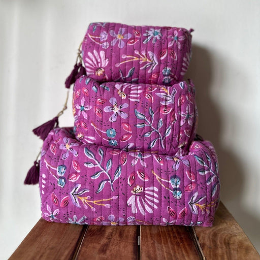 Nurture India Handblockprinted Cosmetic Pouch 3-Piece Set