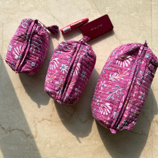 Nurture India Handblockprinted Cosmetic Pouch 3-Piece Set
