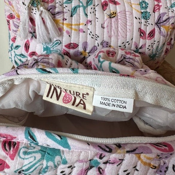 Nurture India Handblockprinted Cosmetic Pouch 3-Piece Set