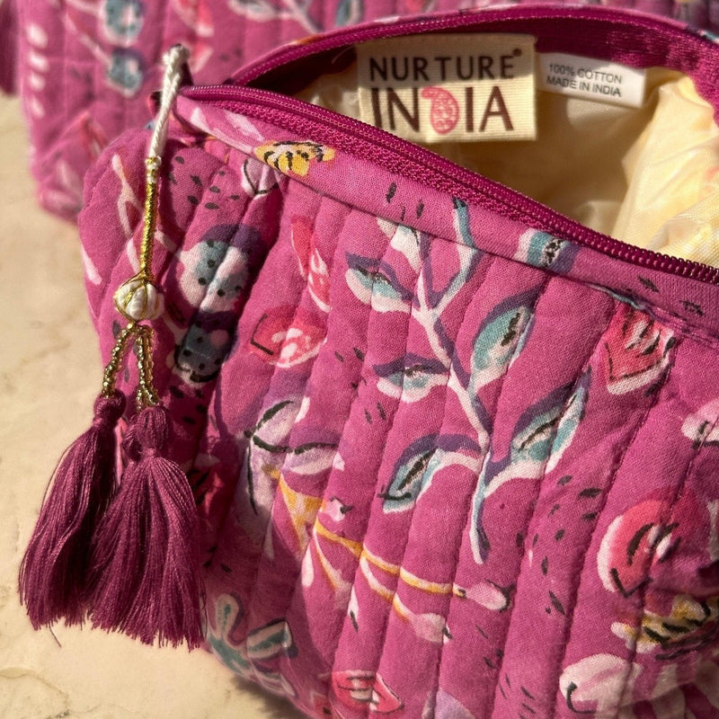 Nurture India Handblockprinted Cosmetic Pouch 3-Piece Set