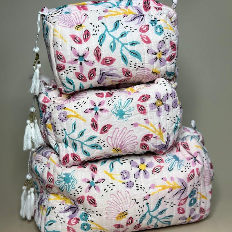 Nurture India Handblockprinted Cosmetic Pouch 3-Piece Set