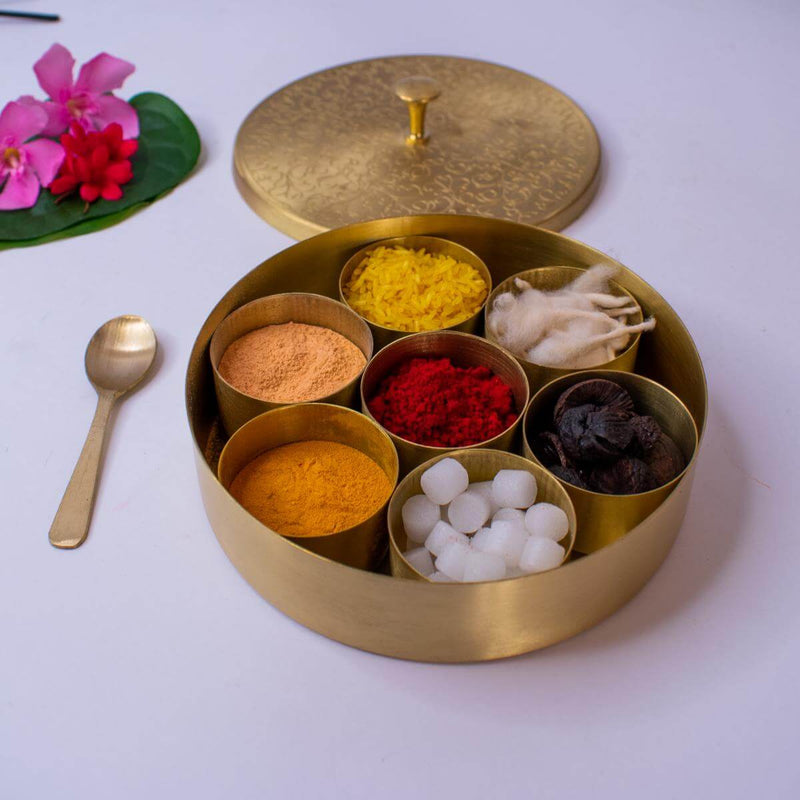 Handcrafted Brass Pooja Box Small – Utensil