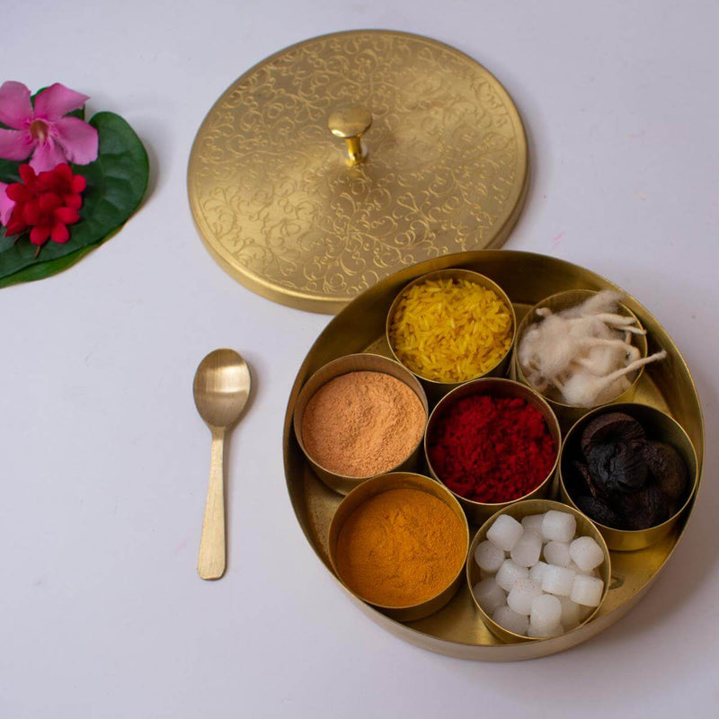 Handcrafted Brass Pooja Box Small – Utensil