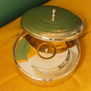 Brass Spice Box- Large with Tin coating & Plate – Masala Spice Box