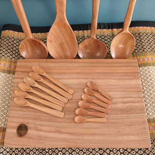 Neem Wood Kitchen Set (Chopping Board, Ladles, Spice & Masala Spoons) – Wooden Serving Spoon