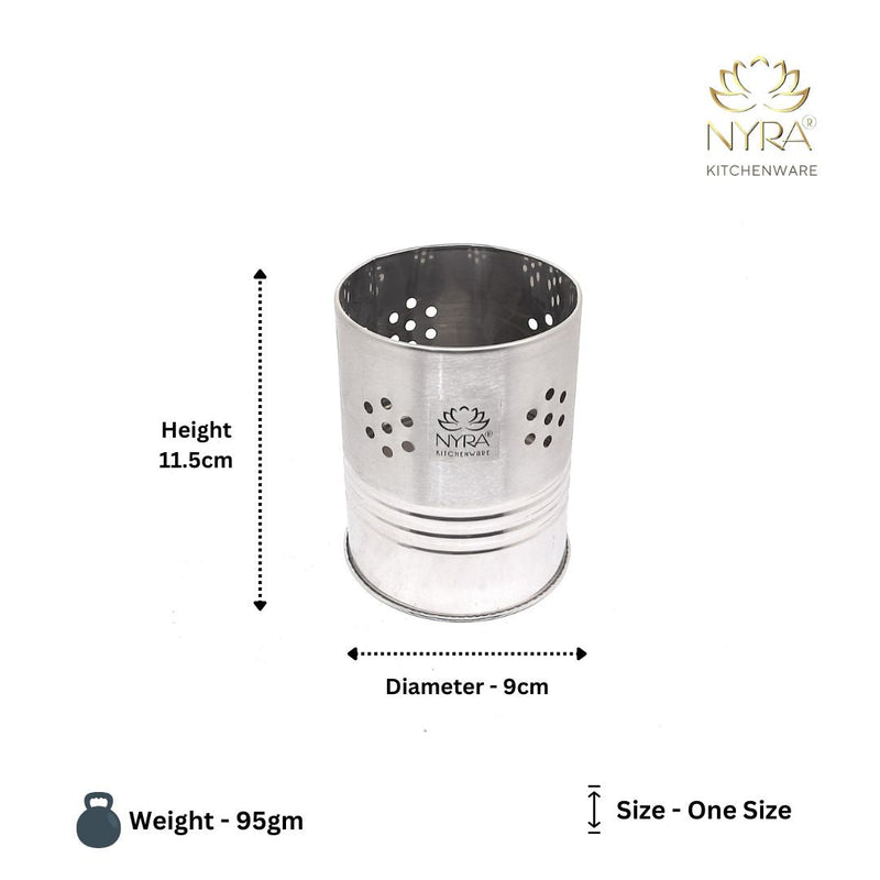 Stainless Steel Round Cutlery Holder/Spoon Holder - Glossy Finish Brush/Pen Holder – Cooking Spoon