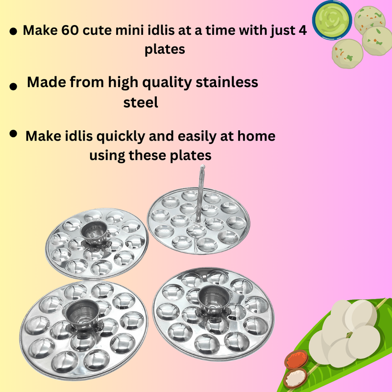 Stainless Steel Mini Idli Stand (15 Idli per Plate) – Idli Steamer
