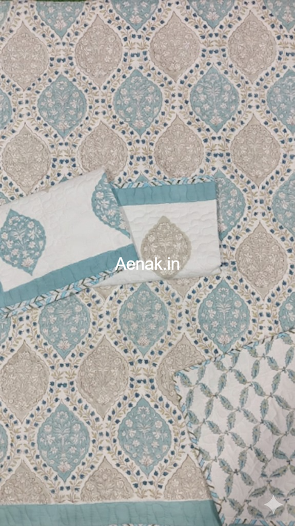 aenak-blue-jaal-handblock-printed-reversible-quilted-bedcover-set