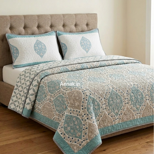 aenak-blue-grey-jaal-handblock-bedsheet-quilted-bedcover-combo-set
