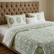 aenak-green-garden-handblock-bedsheet-quilted-bedcover-combo-set