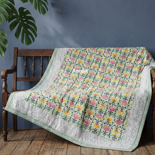 aenak-pink-yellow-lotus-handblock-printed-mulmul-cotton-reversible-dohar