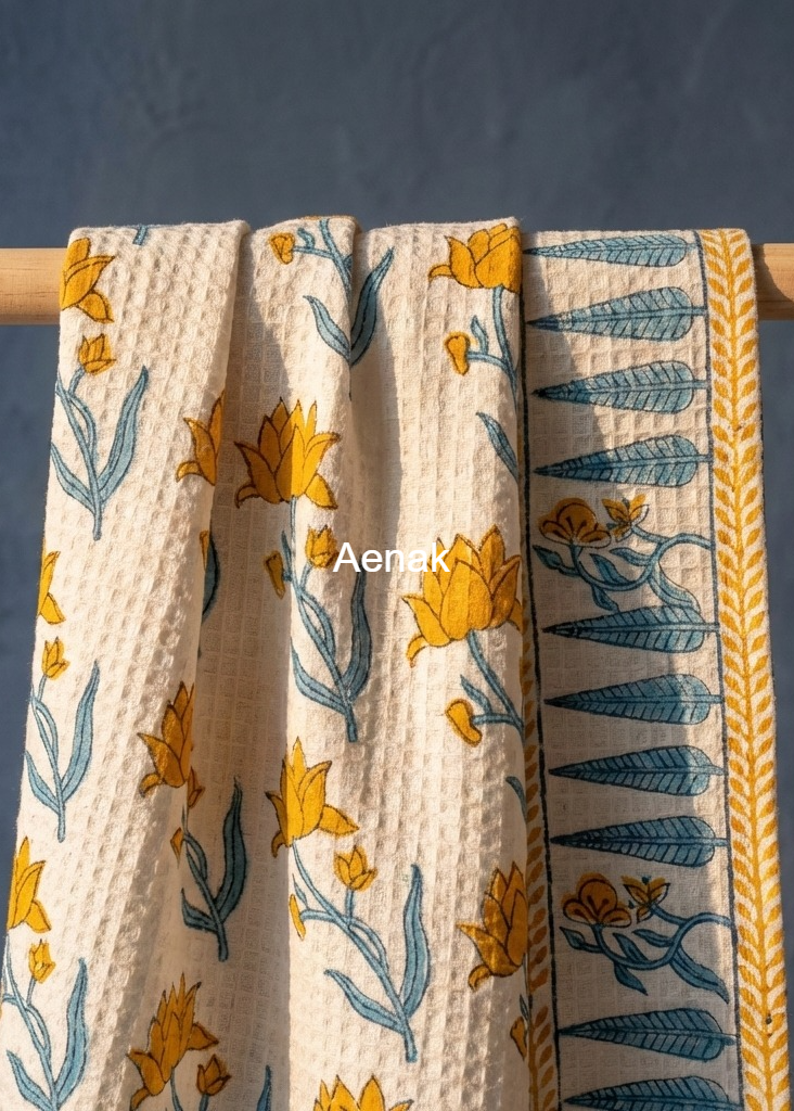 aenak-yellow-chewron-handblock-waffle-cotton-towel-copy