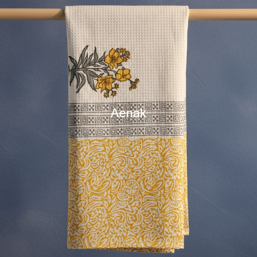 aenak-yellow-phool-handblock-waffle-cotton-towel-copy