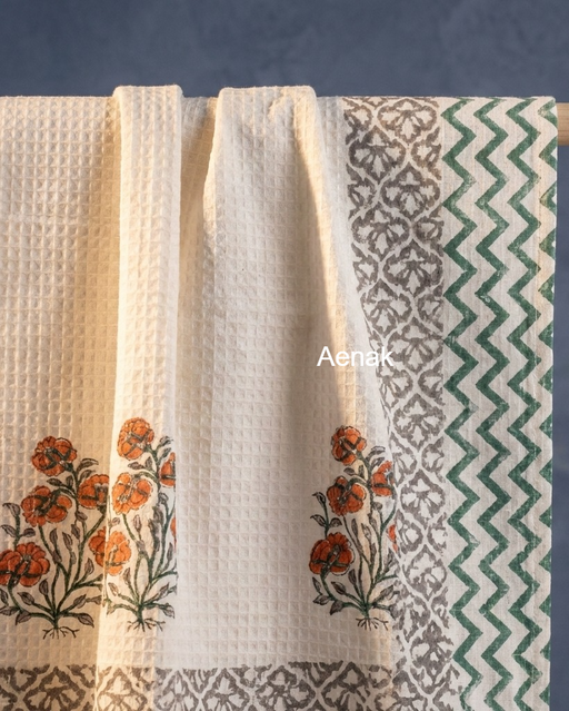 aenak-peach-floral-garden-handblock-waffle-cotton-towel-copy