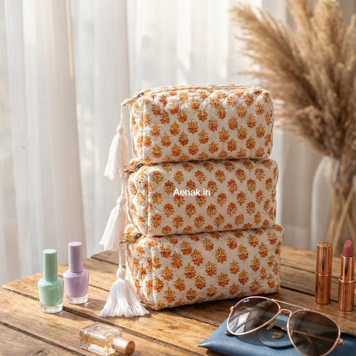 aenak-yellow-tiny-floral-quilted-vanity-pouches-set-of-3