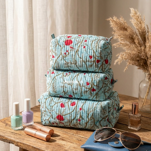 aenak-pink-phool-quilted-vanity-pouches-set-of-3