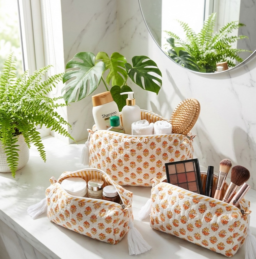 aenak-yellow-tiny-floral-quilted-vanity-pouches-set-of-3